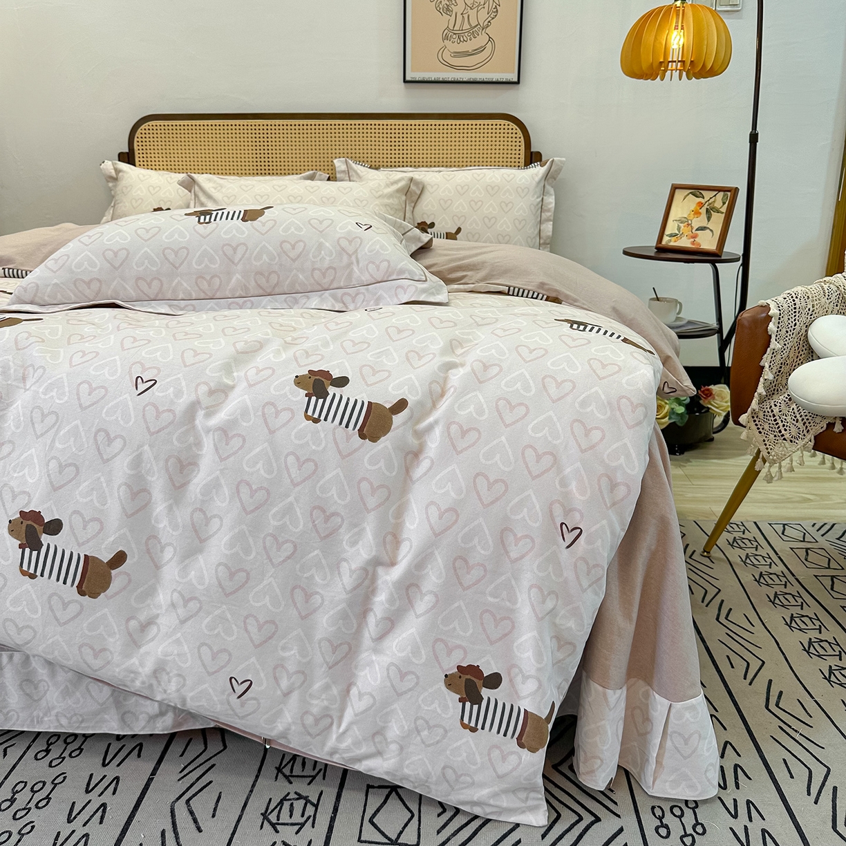 91家纺网 家纺一手货源 找家纺 橙艺家居 2025新款秋冬全棉纯棉磨毛四件套 旺趣