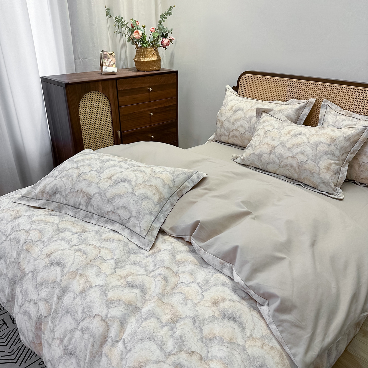 91家纺网 家纺一手货源 找家纺 橙艺家居 2025新款秋冬全棉纯棉磨毛四件套 温言