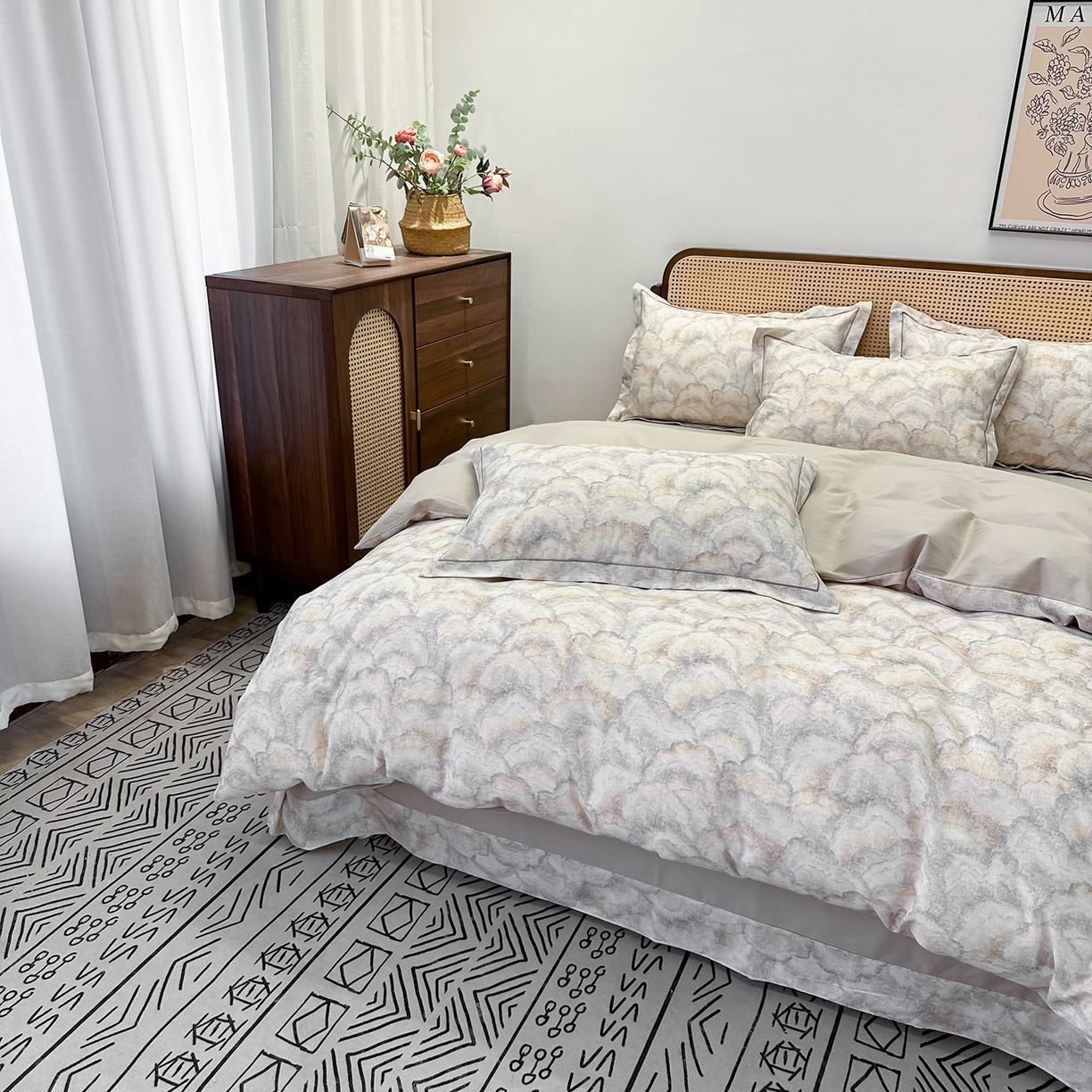 91家纺网 家纺一手货源 找家纺 橙艺家居 2025新款秋冬全棉纯棉磨毛四件套 温言