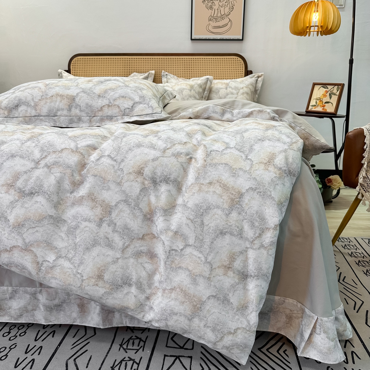 91家纺网 家纺一手货源 找家纺 橙艺家居 2025新款秋冬全棉纯棉磨毛四件套 温言