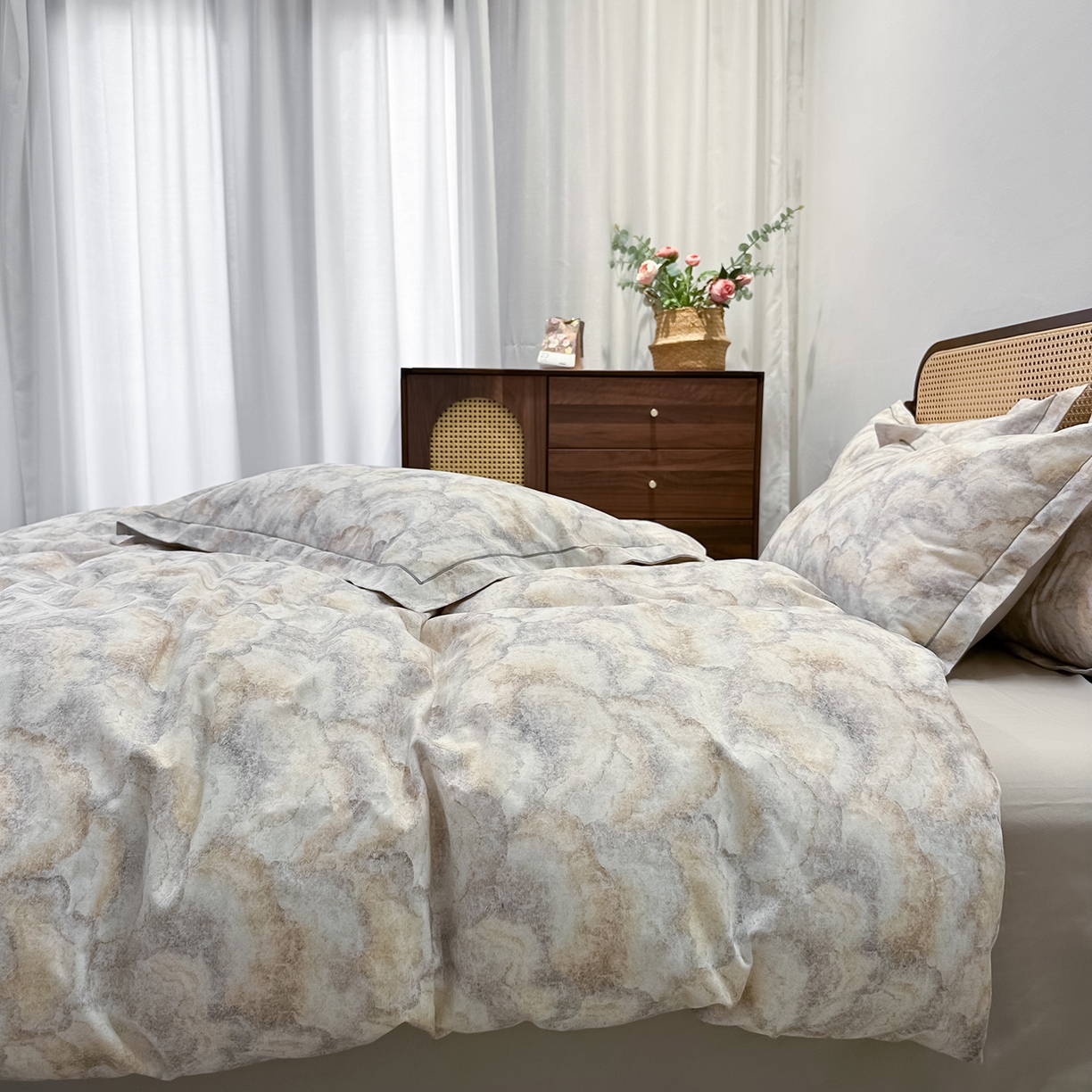 91家纺网 家纺一手货源 找家纺 橙艺家居 2025新款秋冬全棉纯棉磨毛四件套 温言