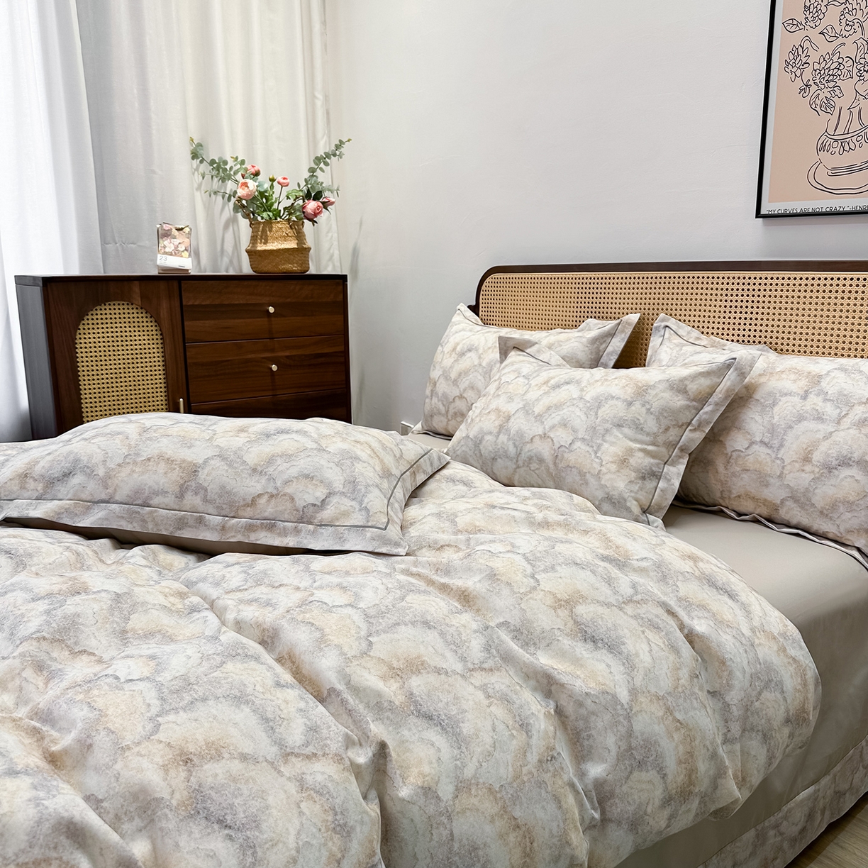 91家纺网 家纺一手货源 找家纺 橙艺家居 2025新款秋冬全棉纯棉磨毛四件套 温言