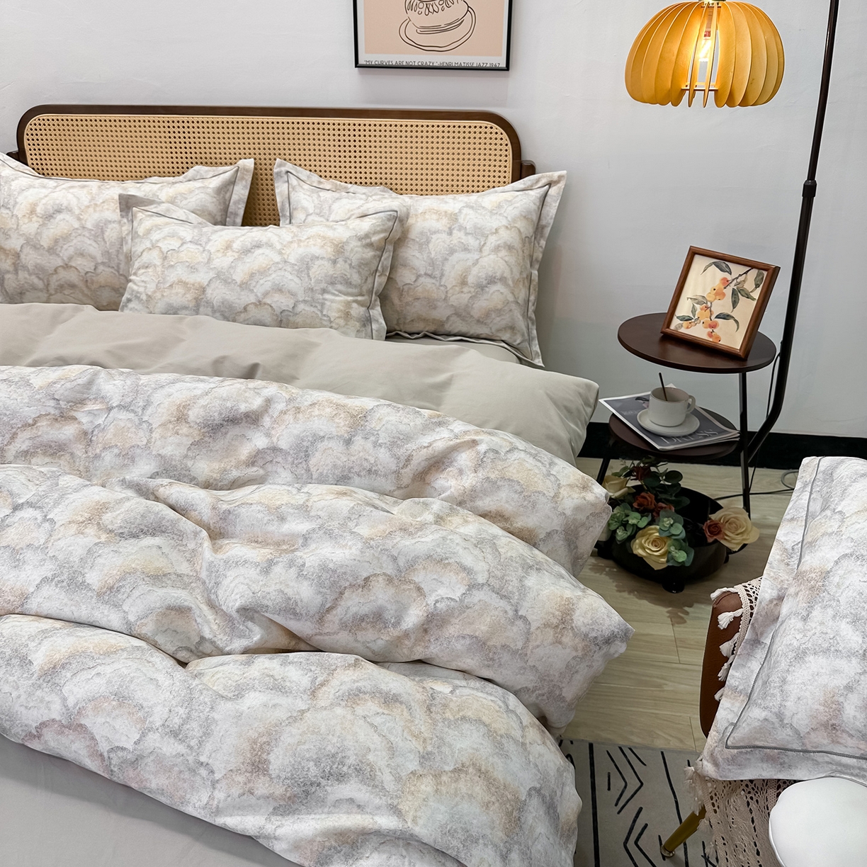 91家纺网 家纺一手货源 找家纺 橙艺家居 2025新款秋冬全棉纯棉磨毛四件套 温言