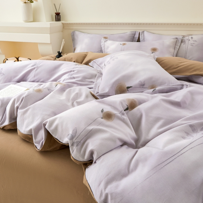 91家纺网 家纺一手货源 找家纺 橙艺家居 2025新款秋冬全棉纯棉磨毛四件套 爱意随风