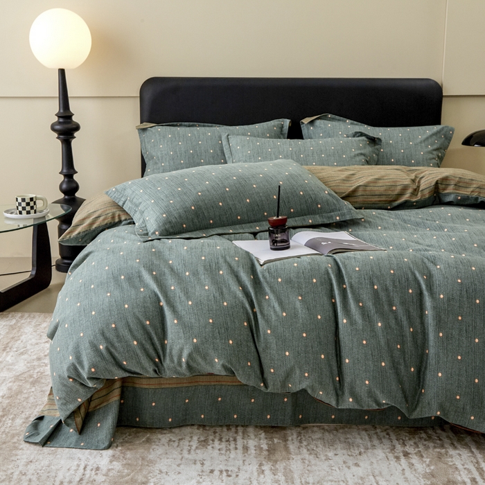 91家纺网 家纺一手货源 找家纺 橙艺家居 2025新款秋冬全棉纯棉磨毛四件套 点点星辰