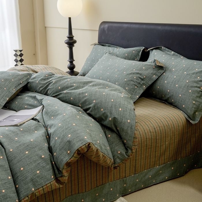 91家纺网 家纺一手货源 找家纺 橙艺家居 2025新款秋冬全棉纯棉磨毛四件套 点点星辰