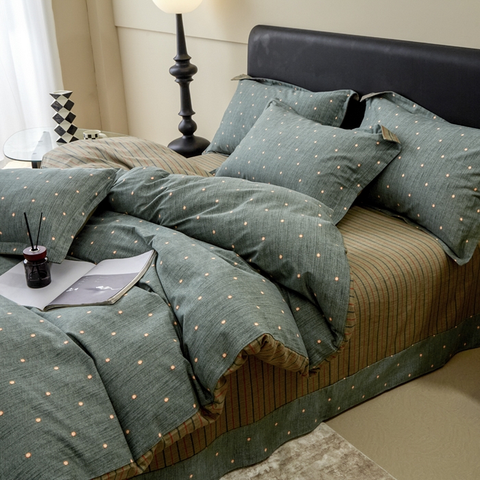 91家纺网 家纺一手货源 找家纺 橙艺家居 2025新款秋冬全棉纯棉磨毛四件套 点点星辰