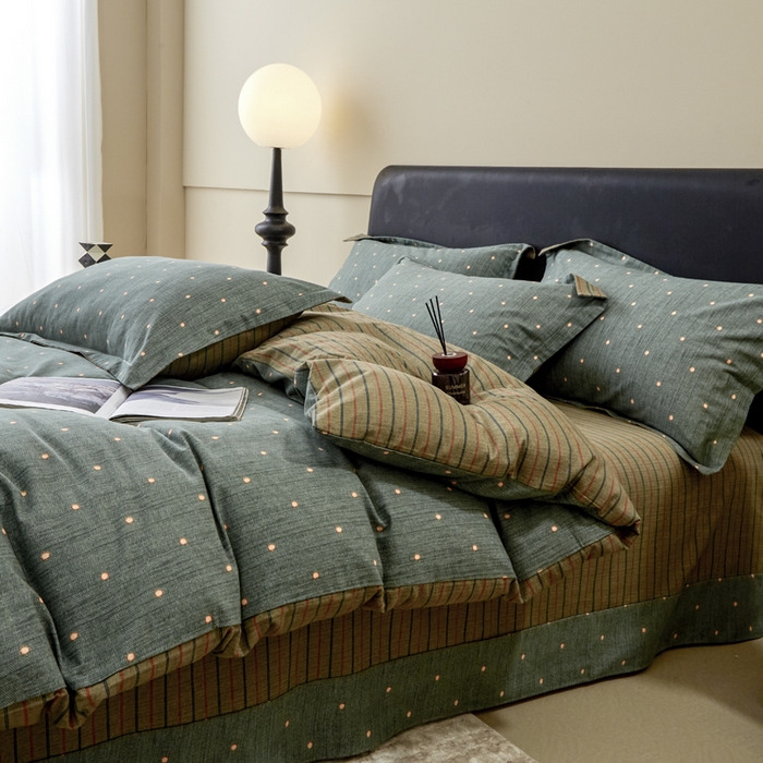 91家纺网 家纺一手货源 找家纺 橙艺家居 2025新款秋冬全棉纯棉磨毛四件套 点点星辰