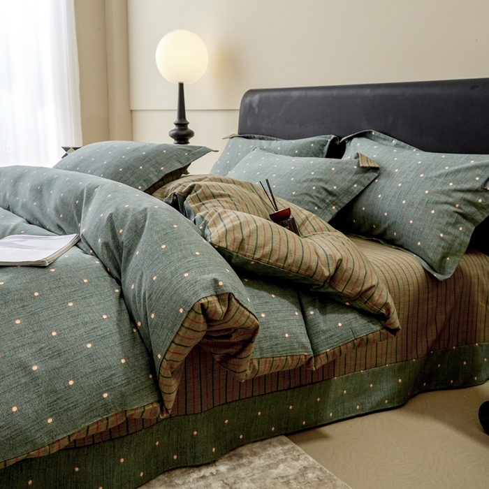 91家纺网 家纺一手货源 找家纺 橙艺家居 2025新款秋冬全棉纯棉磨毛四件套 点点星辰