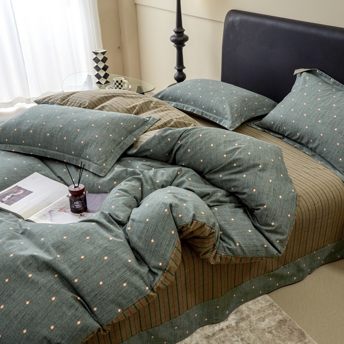 91家纺网 家纺一手货源 找家纺 橙艺家居 2025新款秋冬全棉纯棉磨毛四件套 点点星辰