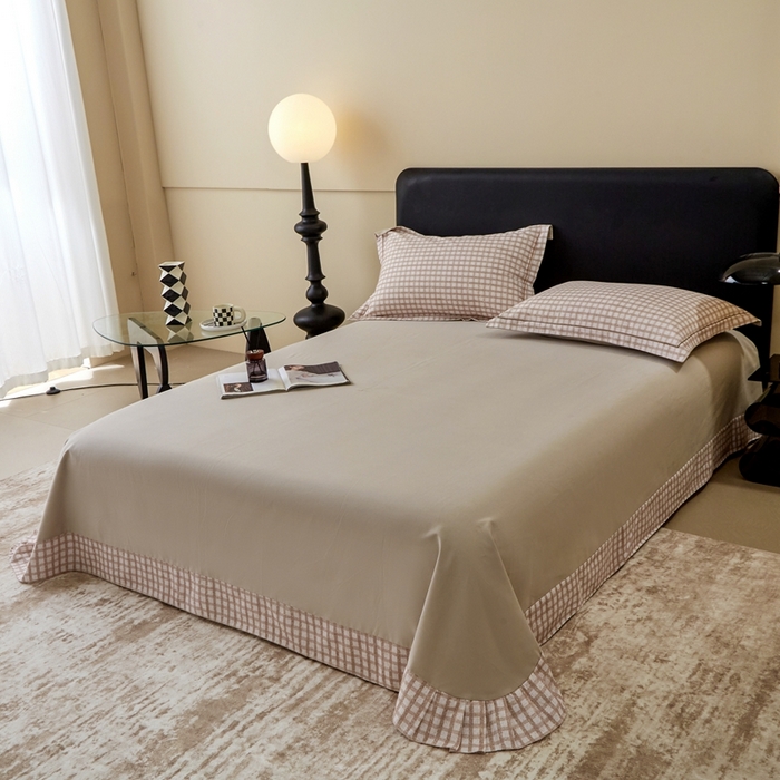 91家纺网 家纺一手货源 找家纺 橙艺家居 2025新款秋冬全棉纯棉磨毛四件套 华夫-咖