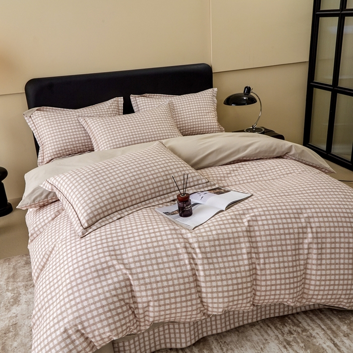 91家纺网 家纺一手货源 找家纺 橙艺家居 2025新款秋冬全棉纯棉磨毛四件套 华夫-咖