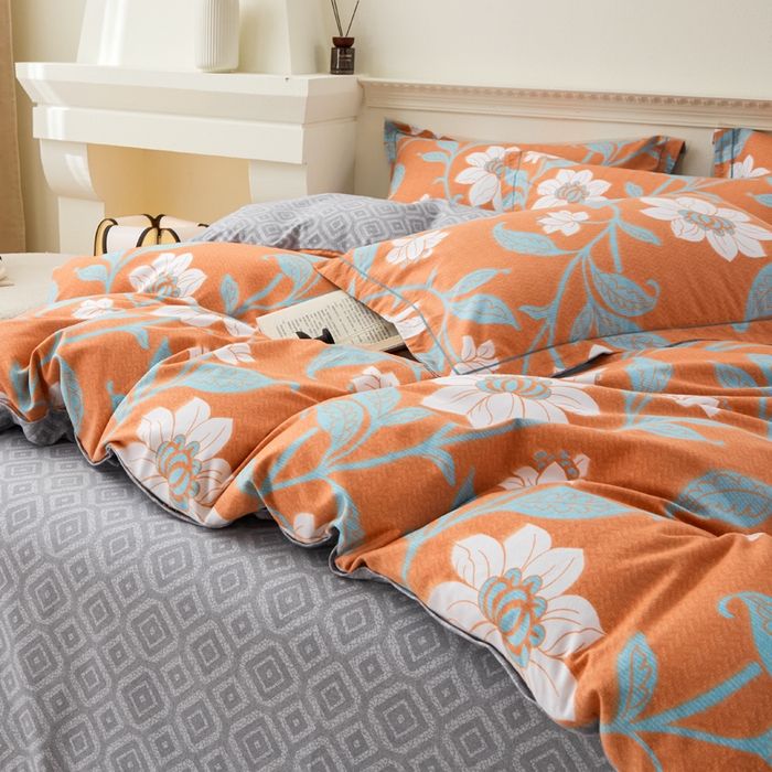 91家纺网 家纺一手货源 找家纺 橙艺家居 2025新款秋冬全棉纯棉磨毛四件套 克洛尼