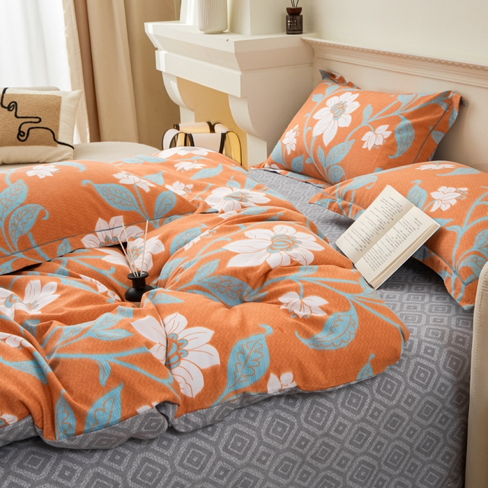 91家纺网 家纺一手货源 找家纺 橙艺家居 2025新款秋冬全棉纯棉磨毛四件套 克洛尼