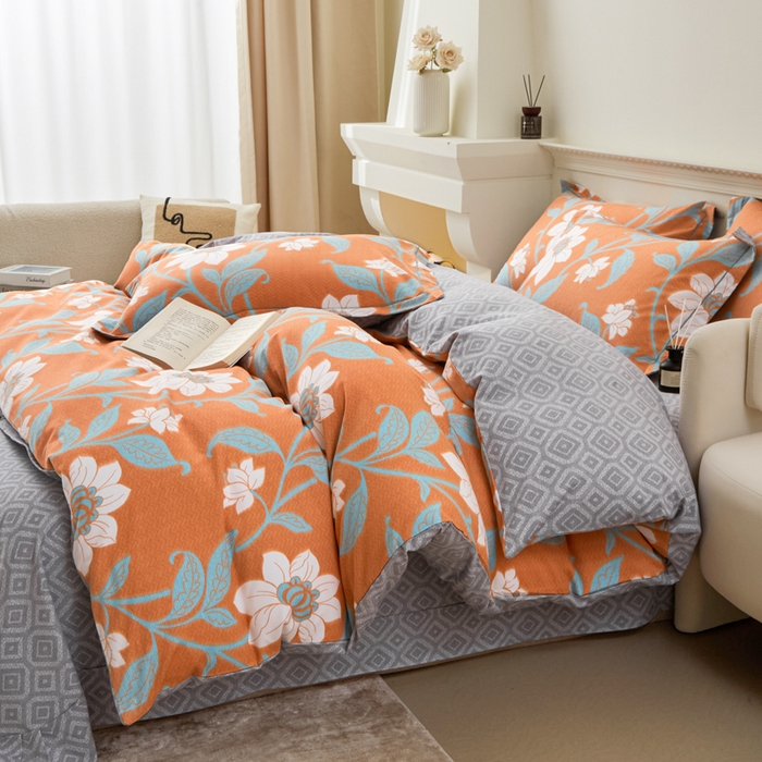 91家纺网 家纺一手货源 找家纺 橙艺家居 2025新款秋冬全棉纯棉磨毛四件套 克洛尼