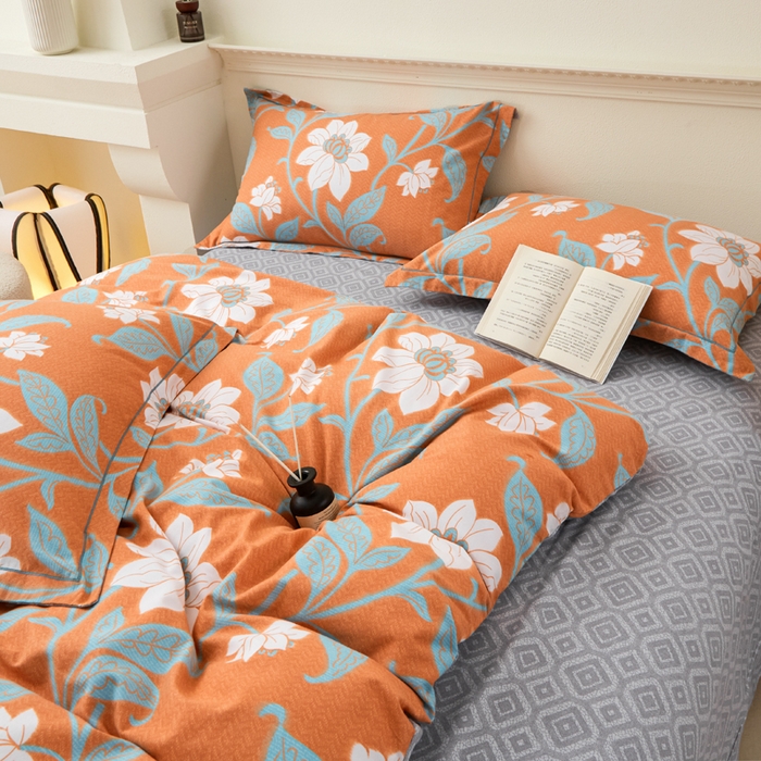 91家纺网 家纺一手货源 找家纺 橙艺家居 2025新款秋冬全棉纯棉磨毛四件套 克洛尼