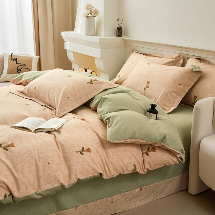 91家纺网 家纺一手货源 找家纺 橙艺家居 2025新款秋冬全棉纯棉磨毛四件套 伶俐