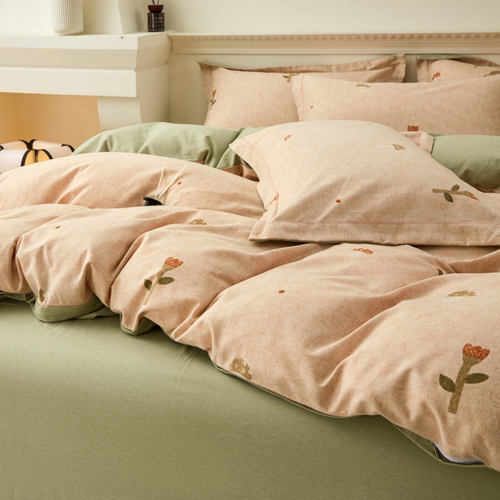 91家纺网 家纺一手货源 找家纺 橙艺家居 2025新款秋冬全棉纯棉磨毛四件套 伶俐