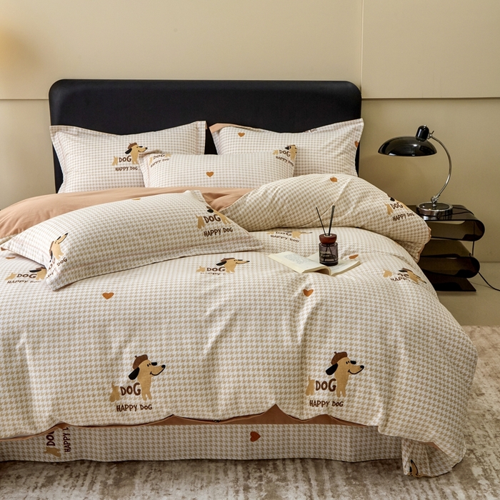 91家纺网 家纺一手货源 找家纺 橙艺家居 2025新款秋冬全棉纯棉磨毛四件套 旺财多多