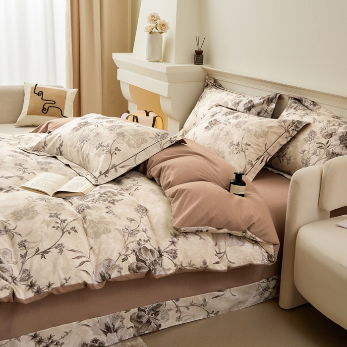 91家纺网 家纺一手货源 找家纺 橙艺家居 2025新款秋冬全棉纯棉磨毛四件套 远黛