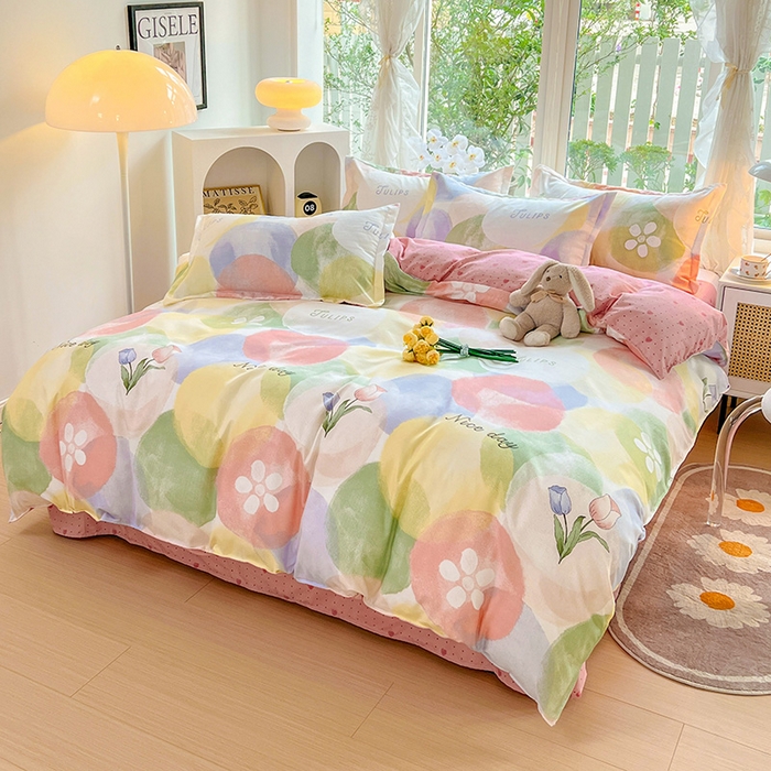 91家纺网 家纺一手货源 找家纺 （总）文黛2025新款植物羊绒小版花四件套-场景一