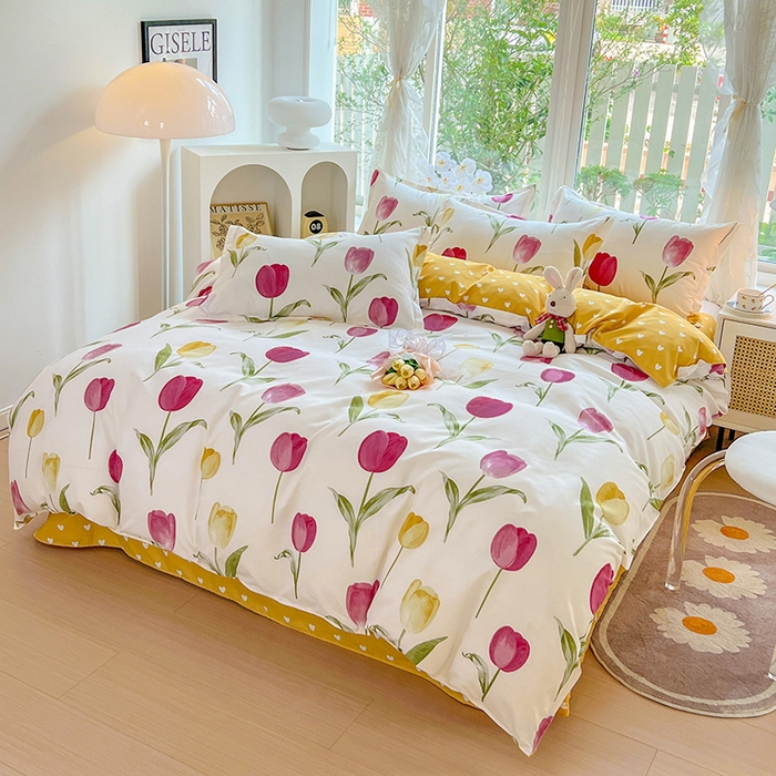 91家纺网 家纺一手货源 找家纺 （总）文黛2025新款植物羊绒小版花四件套-场景一