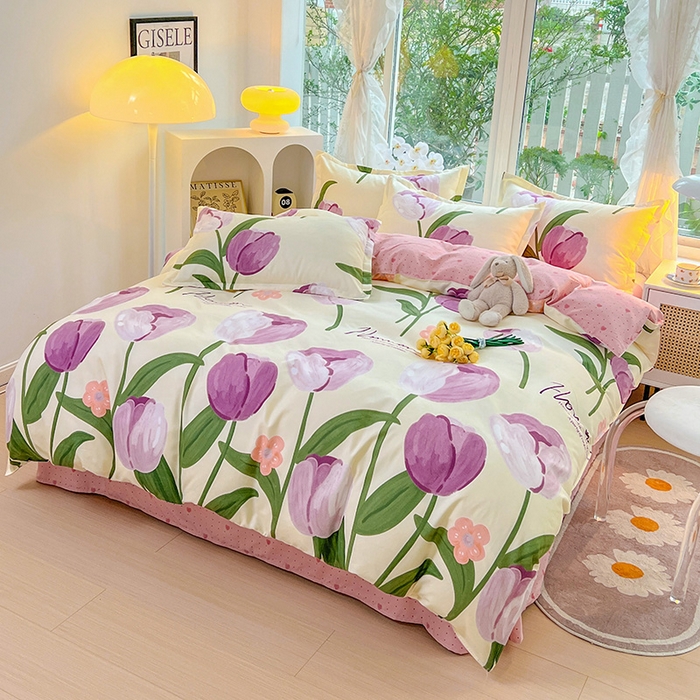 91家纺网 家纺一手货源 找家纺 （总）文黛2025新款植物羊绒小版花四件套-场景一