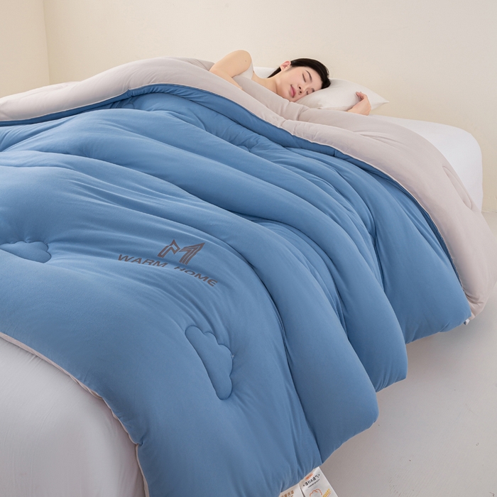 91家纺网 家纺一手货源 找家纺 憨豆家纺 2026新款针织棉云朵被星球深睡眠秋冬保暖被子春秋被云柔大豆被冬被四季被芯（含买家秀） 深睡眠-深山蓝