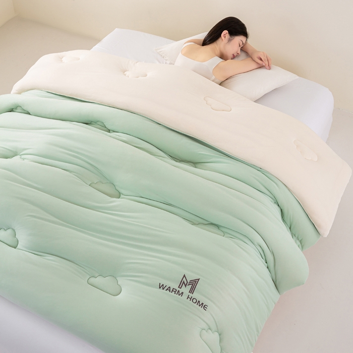 91家纺网 家纺一手货源 找家纺 憨豆家纺 2026新款针织棉云朵被星球深睡眠秋冬保暖被子春秋被云柔大豆被冬被四季被芯（含买家秀） 深睡眠-山野青