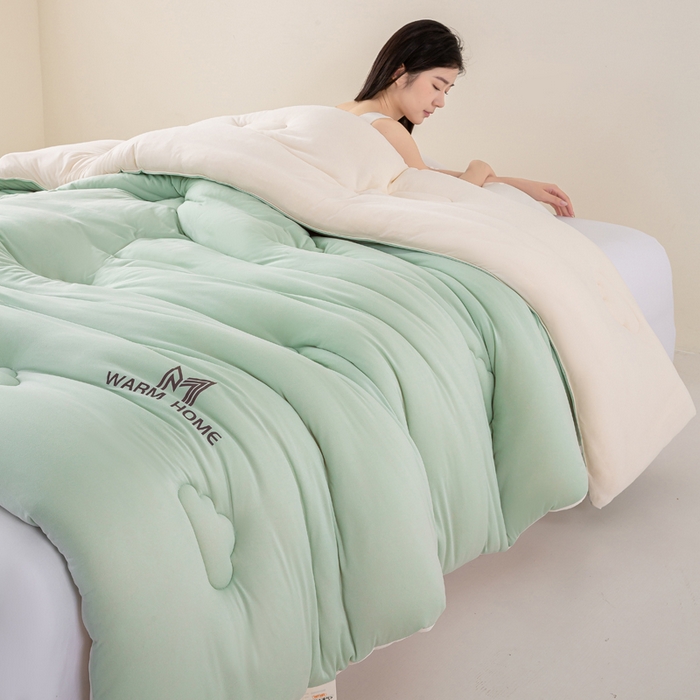 91家纺网 家纺一手货源 找家纺 憨豆家纺 2026新款针织棉云朵被星球深睡眠秋冬保暖被子春秋被云柔大豆被冬被四季被芯（含买家秀） 深睡眠-山野青