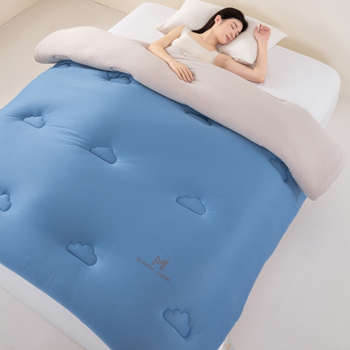 91家纺网 家纺一手货源 找家纺 憨豆家纺 2026新款针织棉云朵被星球深睡眠秋冬保暖被子春秋被云柔大豆被冬被四季被芯（含买家秀） 深睡眠-深山蓝