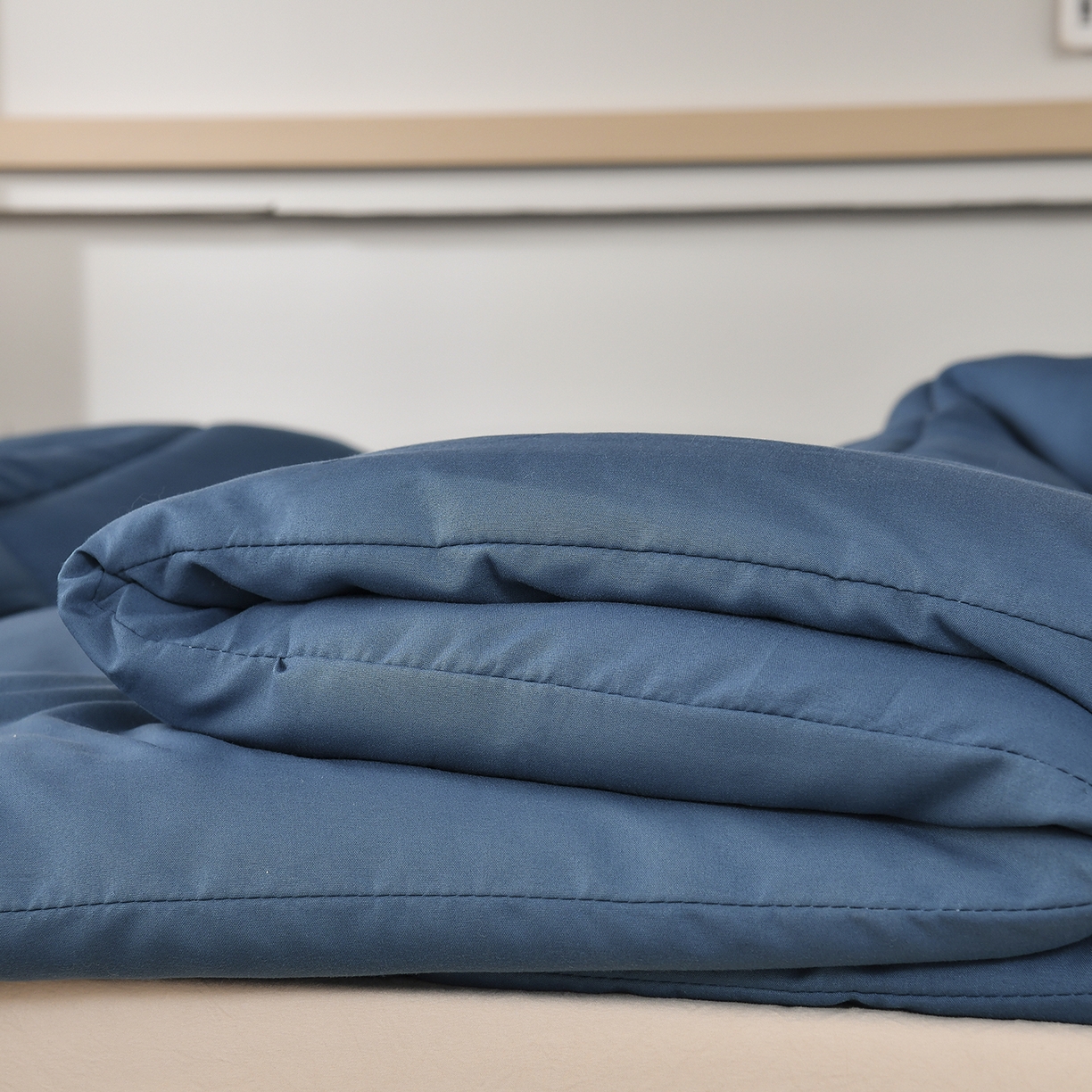 91家纺网 家纺一手货源 找家纺 好老表被业 2025新款磨毛学生宿舍上下铺枕芯被子床褥三件套 青春蓝