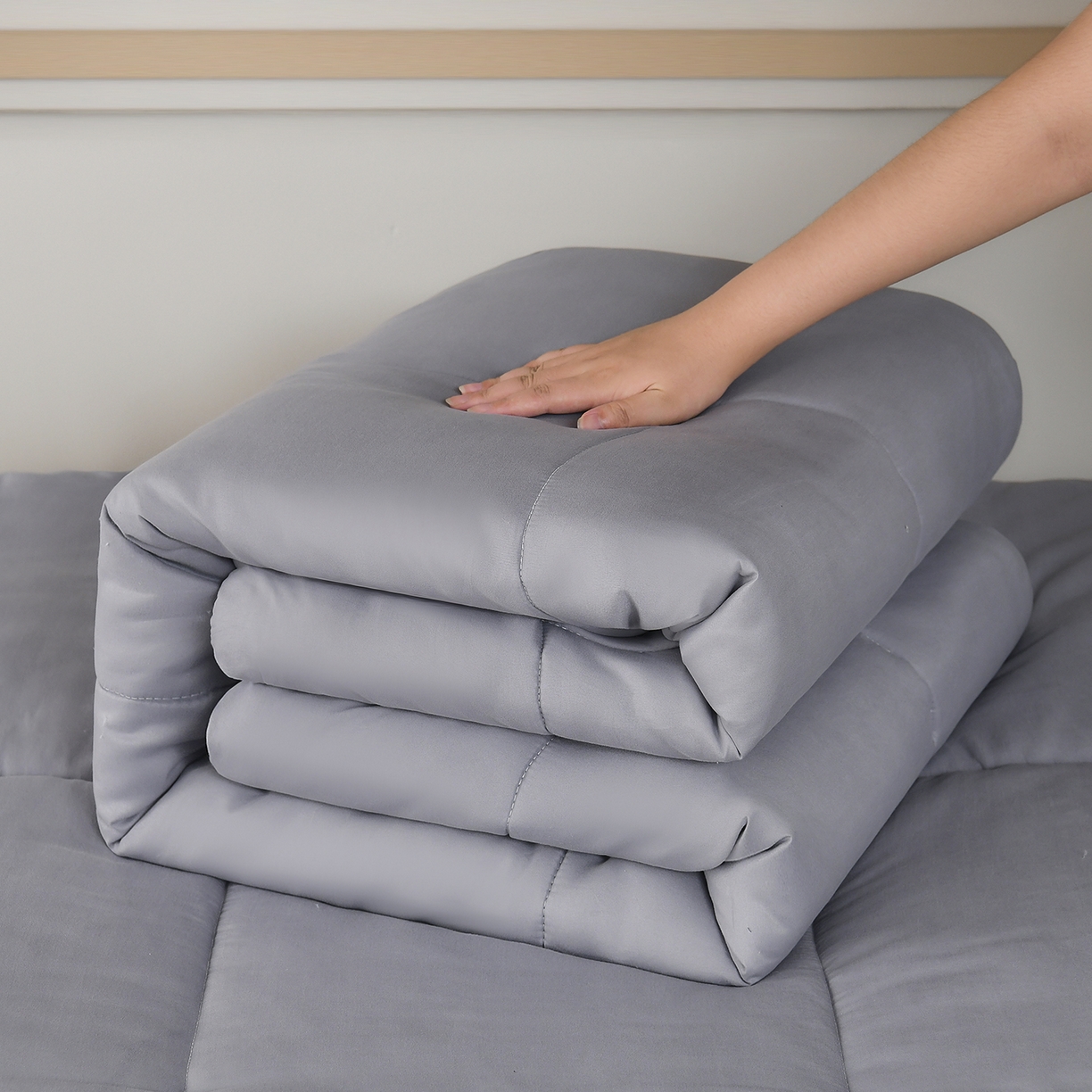 91家纺网 家纺一手货源 找家纺 好老表被业 2025新款磨毛学生宿舍上下铺枕芯被子床褥三件套 经典灰