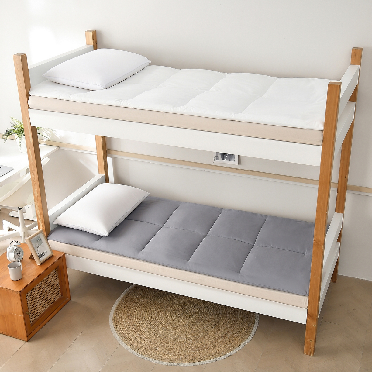 91家纺网 家纺一手货源 找家纺 好老表被业 2025新款磨毛学生宿舍上下铺枕芯被子床褥三件套 经典灰