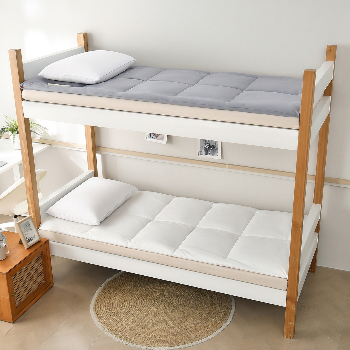 91家纺网 家纺一手货源 找家纺 好老表被业 2025新款磨毛学生宿舍上下铺枕芯被子床褥三件套 牛奶白