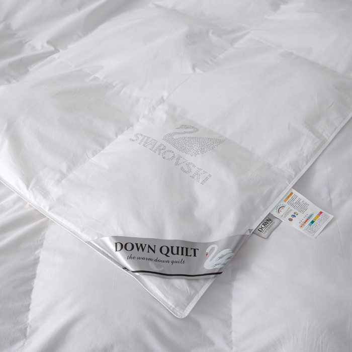 91家纺网 家纺一手货源 找家纺 好老表被业 2025新款95白鹅绒羽绒被被子被芯 纯棉-白色烫钻