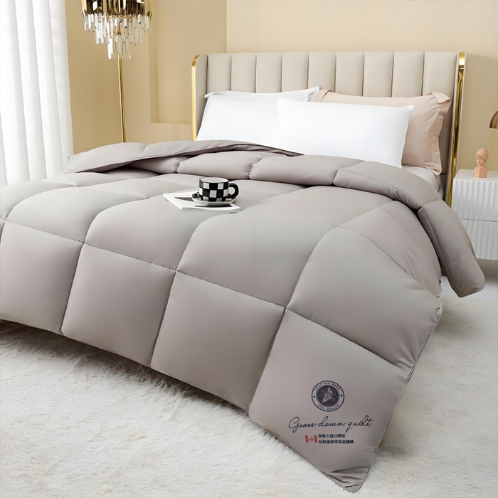 91家纺网 家纺一手货源 找家纺 好老表被业 2025新款95白鹅绒羽绒被被子被芯 纯棉-灰色加拿大