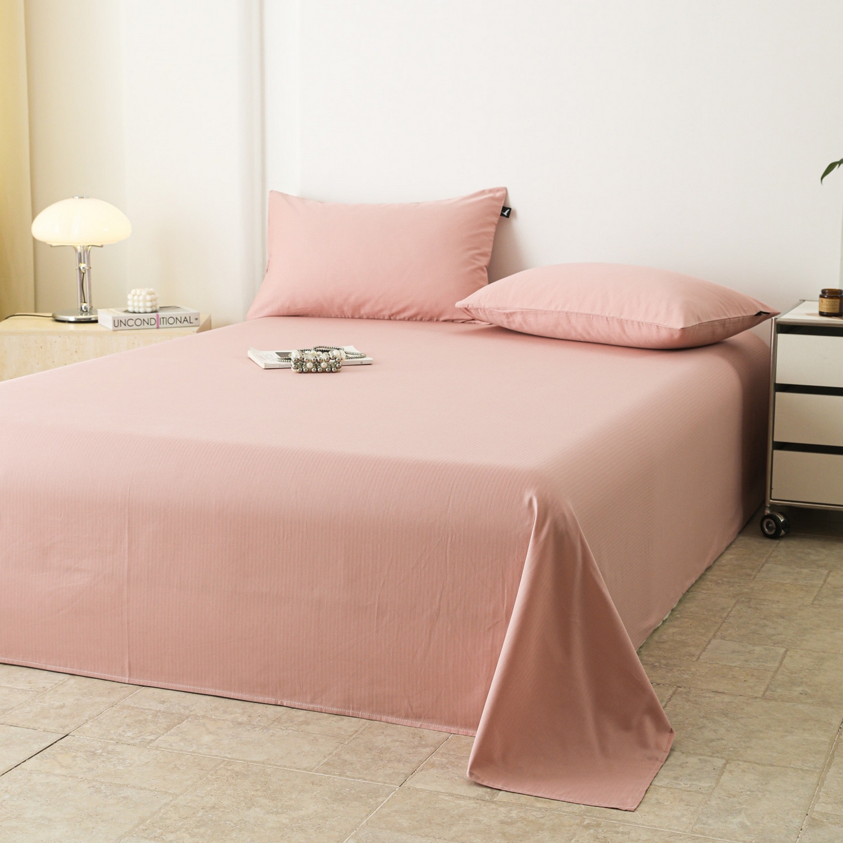 91家纺网 家纺一手货源 找家纺 眠博士 2025新款大雁纹小提花全棉纯棉床单单件-单床单 床单-雁纹豆沙