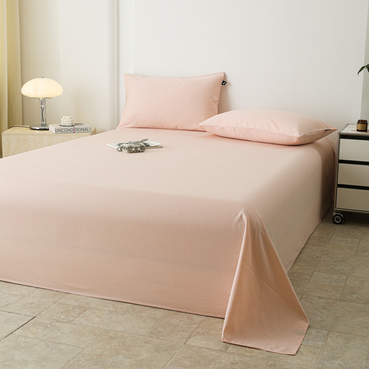 91家纺网 家纺一手货源 找家纺 眠博士 2025新款大雁纹小提花全棉纯棉床单单件-单床单 床单-雁纹粉