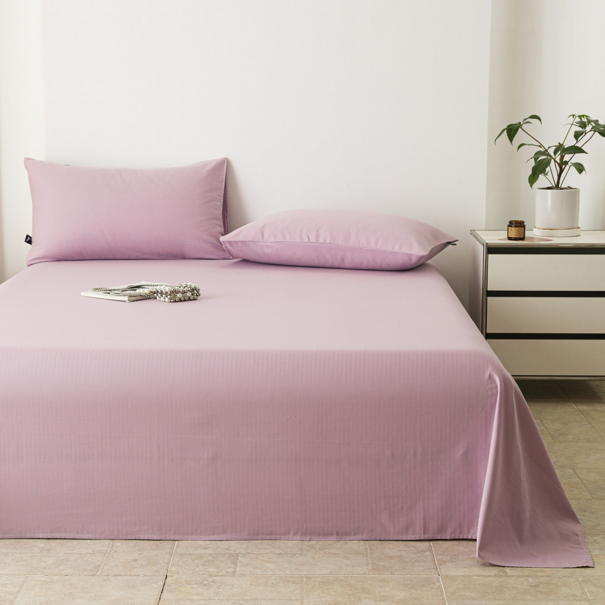 91家纺网 家纺一手货源 找家纺 眠博士 2025新款大雁纹小提花全棉纯棉床单单件-单床单 床单-雁纹紫