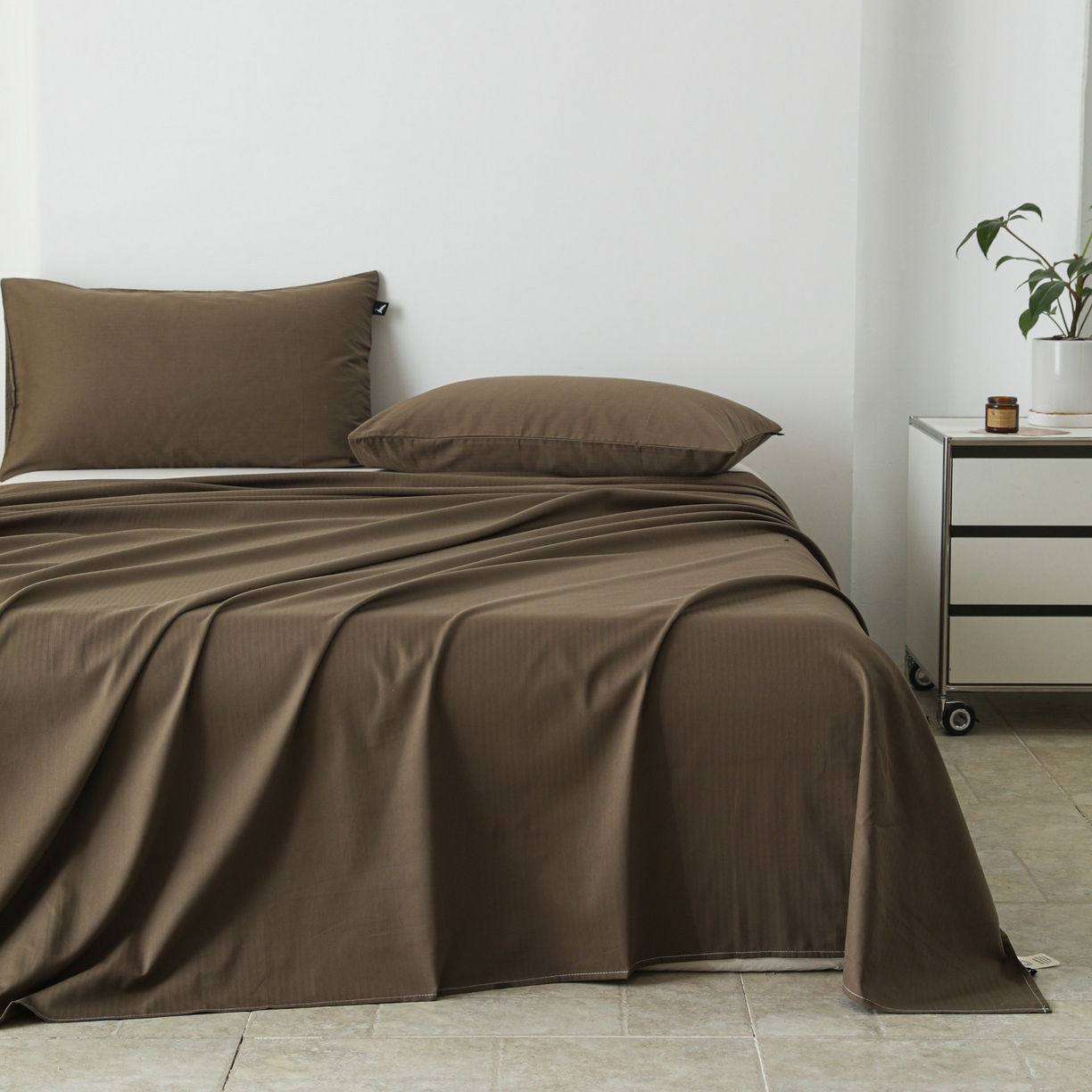 91家纺网 家纺一手货源 找家纺 眠博士 2025新款大雁纹小提花全棉纯棉床单单件-单床单 床单-雁纹棕咖