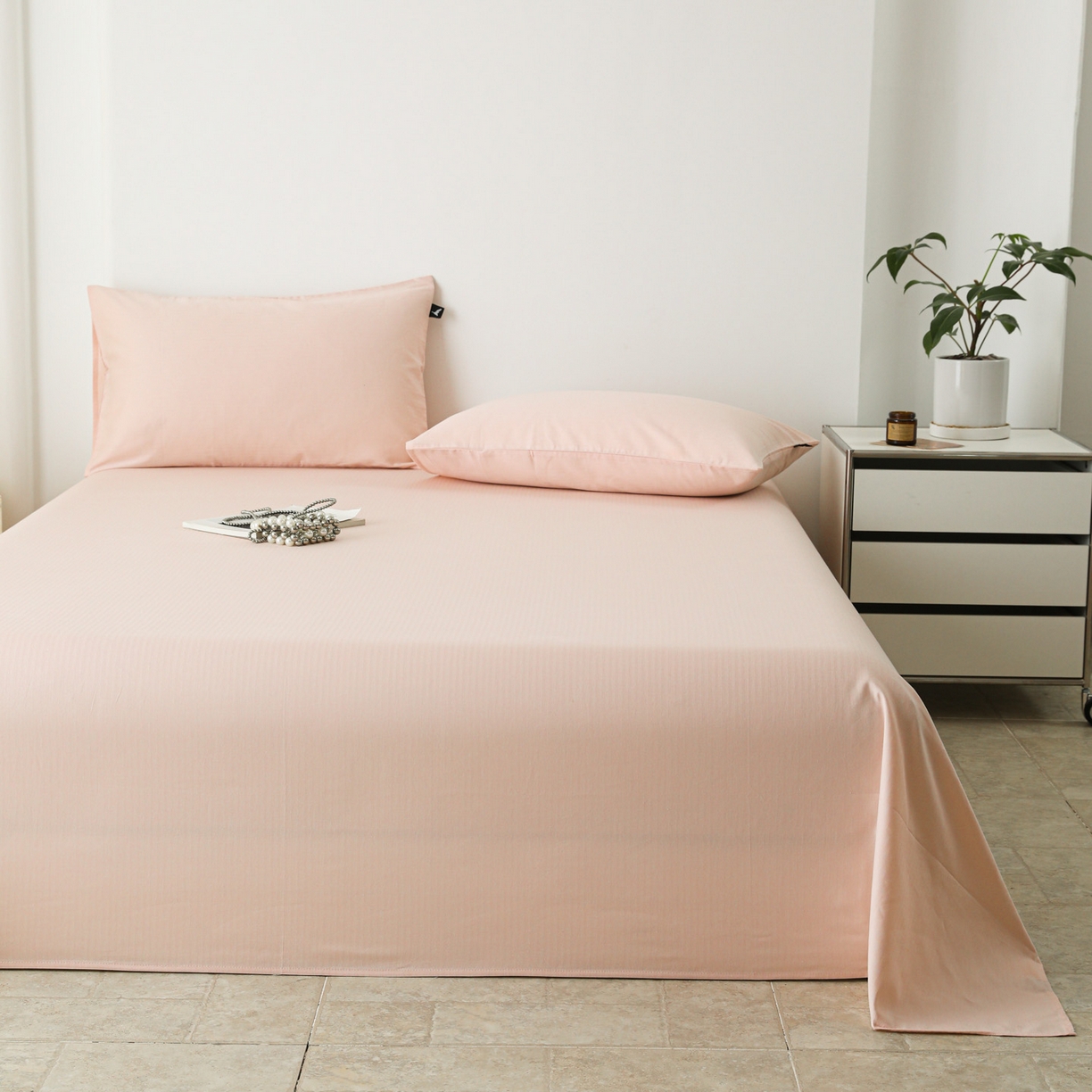 91家纺网 家纺一手货源 找家纺 眠博士 2025新款大雁纹小提花全棉纯棉床单单件-单床单 床单-雁纹粉