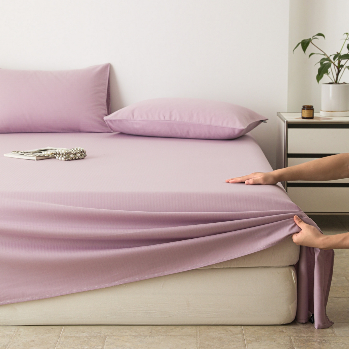 91家纺网 家纺一手货源 找家纺 眠博士 2025新款大雁纹小提花全棉纯棉床单单件-单床单 床单-雁纹紫