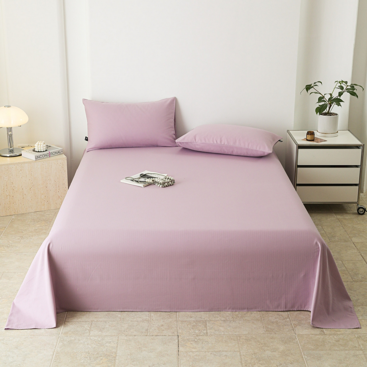 91家纺网 家纺一手货源 找家纺 眠博士 2025新款大雁纹小提花全棉纯棉床单单件-单床单 床单-雁纹紫