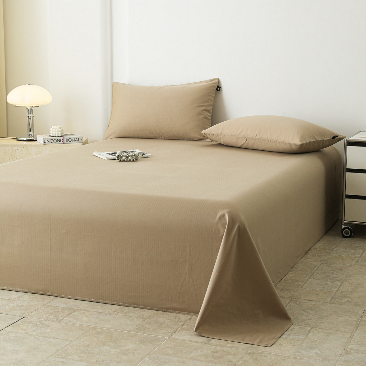 91家纺网 家纺一手货源 找家纺 眠博士 2025新款大雁纹小提花全棉纯棉床单单件-单床单 床单-雁纹杏