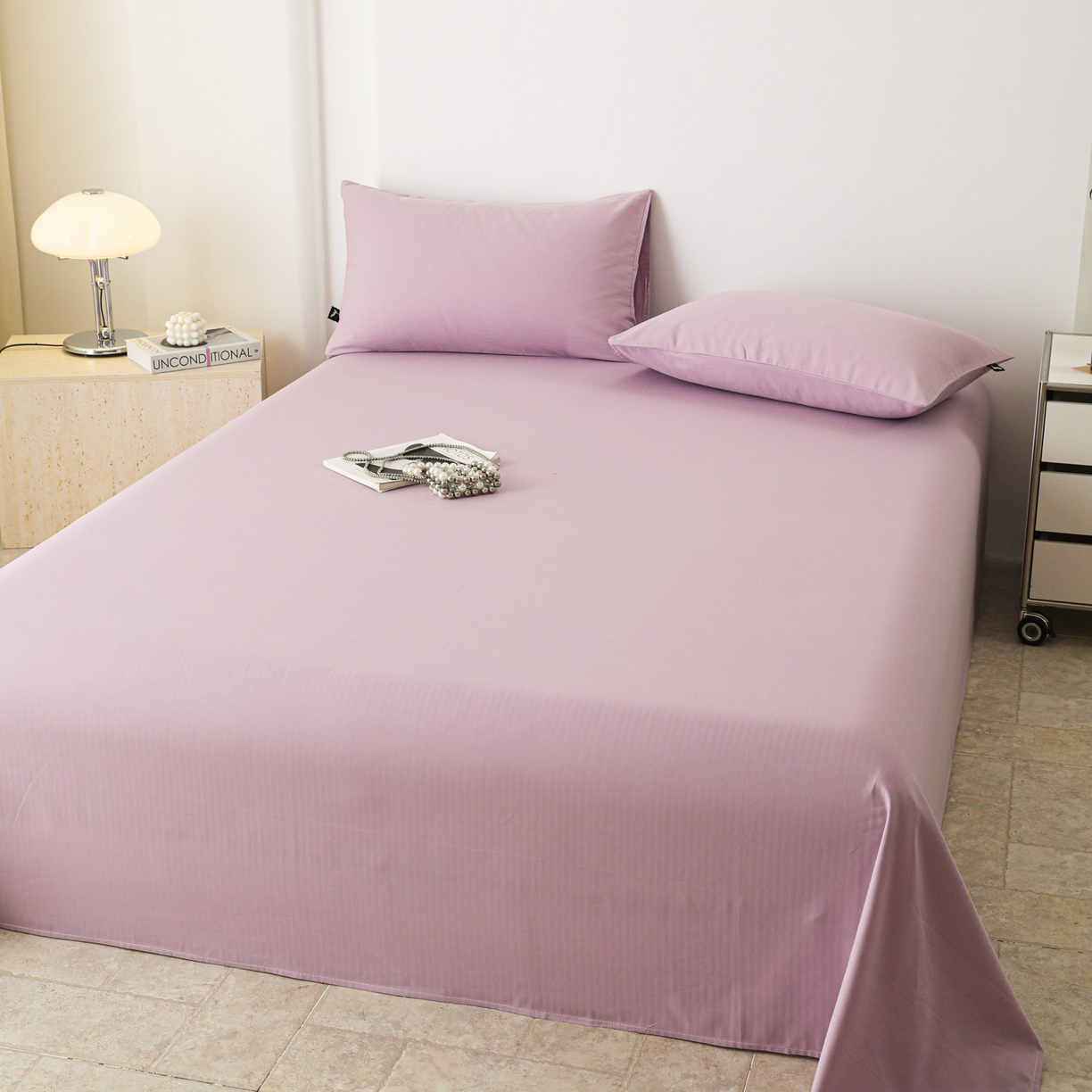 91家纺网 家纺一手货源 找家纺 眠博士 2025新款大雁纹小提花全棉纯棉床单单件-单床单 床单-雁纹紫