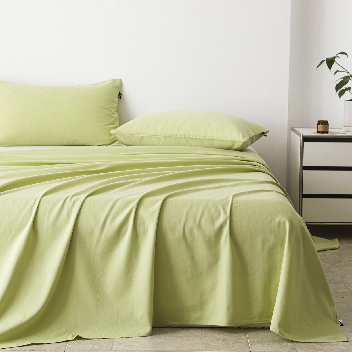 91家纺网 家纺一手货源 找家纺 眠博士 2025新款大雁纹小提花全棉纯棉床单单件-单床单 床单-雁纹草绿