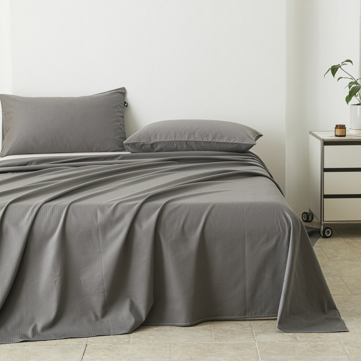 91家纺网 家纺一手货源 找家纺 眠博士 2025新款大雁纹小提花全棉纯棉床单单件-单床单 床单-雁纹灰