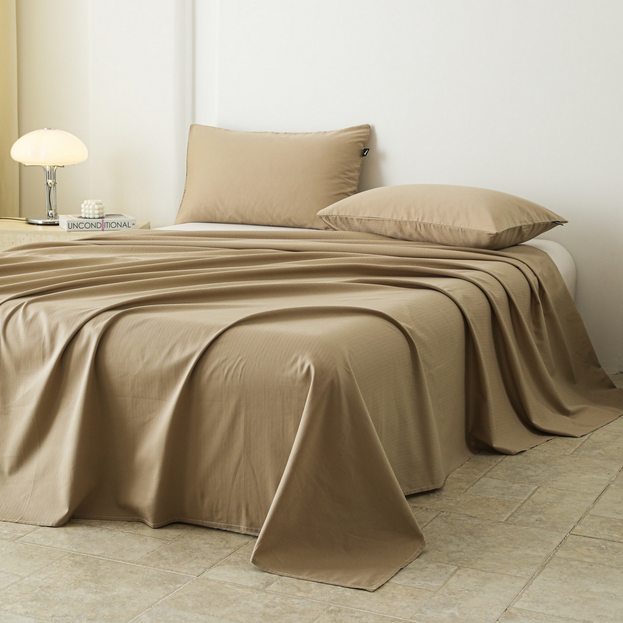 91家纺网 家纺一手货源 找家纺 眠博士 2025新款大雁纹小提花全棉纯棉床单单件-单床单 床单-雁纹杏