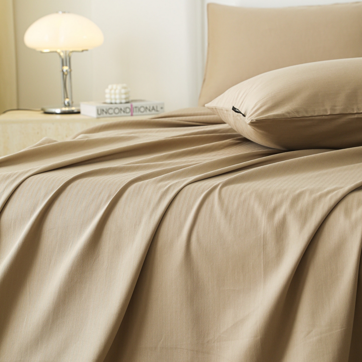 91家纺网 家纺一手货源 找家纺 眠博士 2025新款大雁纹小提花全棉纯棉床单单件-单床单 床单-雁纹杏